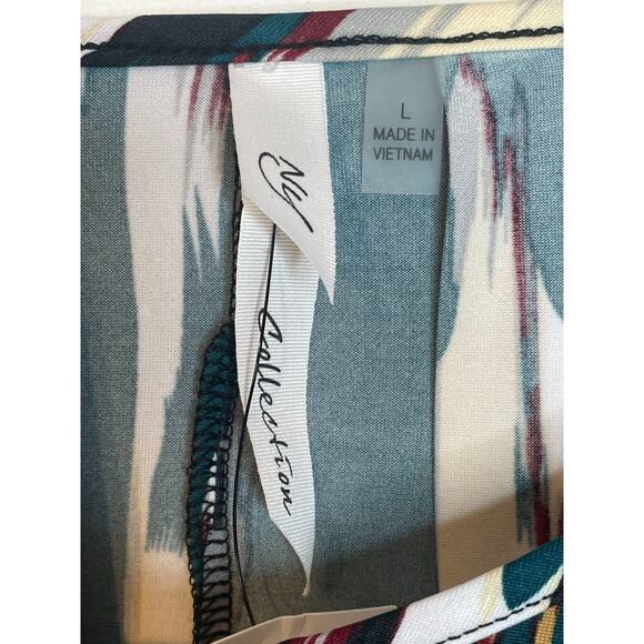 NY Collection Womens Abstract Print Pleated Round Neck Dress Short Sleeve Size L - Picture 7 of 7